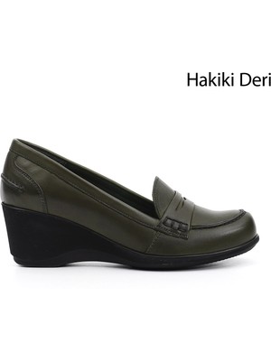 Gönderi(r) Kadın   Dolgu Taban Hakiki Deri Loafer Ayakkabı