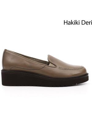 GÖNDERİ Kadın Vizon  Dolgu Taban Hakiki Deri Ayakkabı