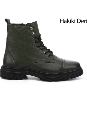 Gön Hakiki Deri Fermuarlı Bağcıklı Erkek Postal Bot 81501