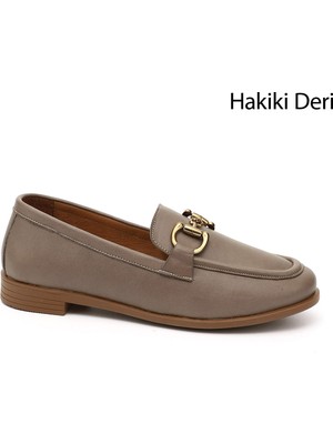 Gönderi(r) Kadın Vizon Tokalı Hakiki Deri Loafer Ayakkabı