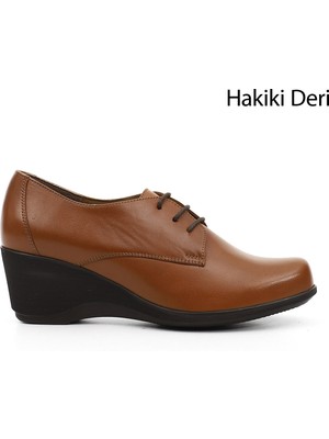 Gönderi(r) Kadın Taba Bağcıklı Dolgu Taban Hakiki Deri Ayakkabı