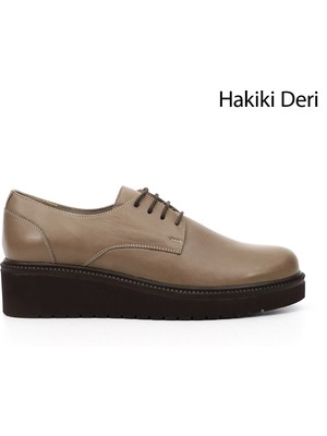 Gönderi(r) Kadın Vizon Antik  Dolgu Taban Hakiki Deri Loafer Ayakkabı