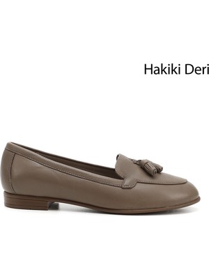 Gönderi(r) Kadın Vizon Antik Püsküllü Hakiki Deri Babet