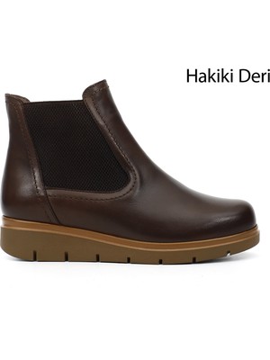 Gönderi(r) Kadın Kahverengi  Dolgu Topuklu  Hakiki Deri Chelsea Bot