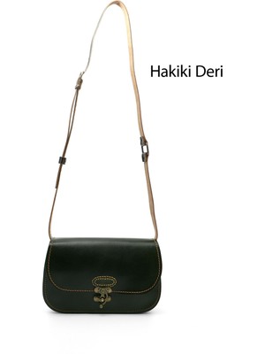 Gönderi(r) Kadın Haki Antik Vaketa Hakiki Deri Omuz ve Postacı Çantası