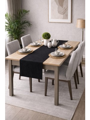 PerdeYap Kadife Dokulu Siyah Renk Runner – Günlük Kullanıma Uygun, Bakımı Kolay 40 x 140 cm