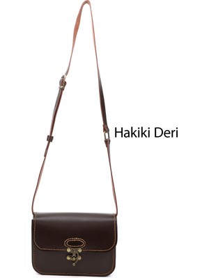 Gönderi(r) Kadın Kahve Antik  Vaketa Hakiki Deri Omuz ve Postacı Çantası
