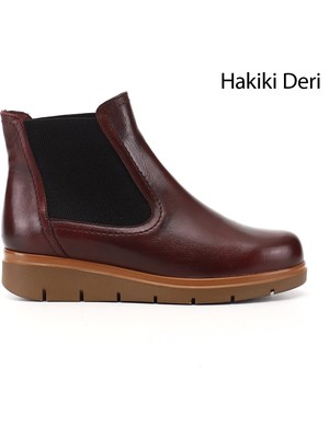 Gönderi(r) Kadın Bordo  Dolgu Topuklu  Hakiki Deri Chelsea Bot
