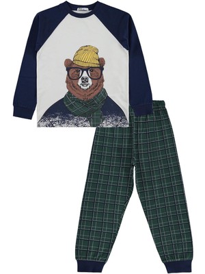 Civil Boys Şapkalı Ayı 6-9 Yaş Pijama Takımı - Lacivert