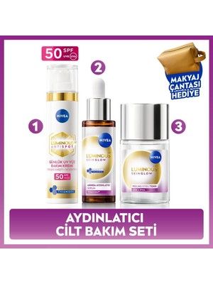 Nivea Leke Karşıtı Aydınlatıcı Cilt Bakım Seti 3 Adet: Yüz Kremi, Serum, Tonik ve Çanta Hediye