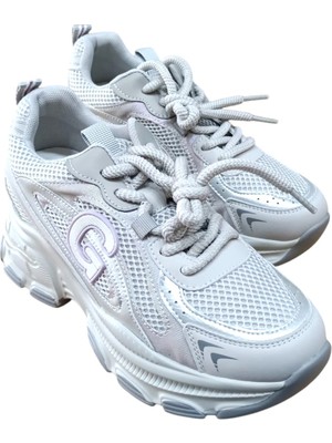 Guja 26Y323 Kadın Kalın Taban Simli Sneaker Ayakkabı Gri