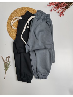 Moda Rüyası Beli Lastikli Jogger Erkek Çocuk Gri Eşofman Altı 9-16 Yaş