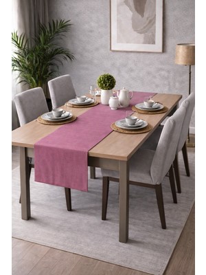 PerdeYap Kadife Dokulu Gülkurusu Renk Runner – Günlük Kullanıma Uygun, Bakımı Kolay 40 x 140 cm