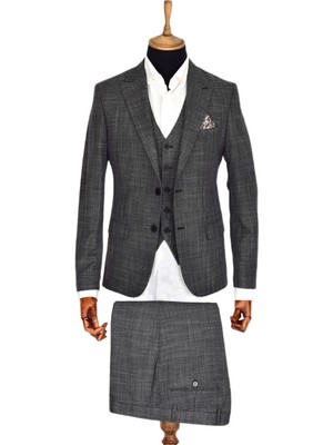 Suitmen Erkek Silim Fitt Çift Yırtmaçlı Yelekli Takım Elbise BGL-ST03413
