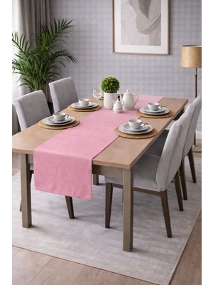 PerdeYap Kadife Dokulu Açık Gülkurusu Renk Runner – Günlük Kullanıma Uygun, Bakımı Kolay 40 x 140 cm