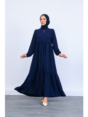 Oktayusta Collection Çift Kat Büzgülü Mevlana Ferace Lacivert