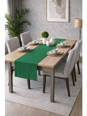 PerdeYap Kadife Dokulu Koyu Yeşil Renk Runner – Günlük Kullanıma Uygun, Bakımı Kolay 40 x 140 cm