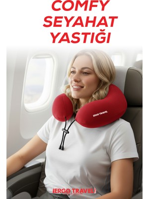 Viscofoam  Comfy Ortopedik Seyahat Yastığı Visco Boyun Destekli Seyahat Yastığı - Kırmızı | Ergo Travel