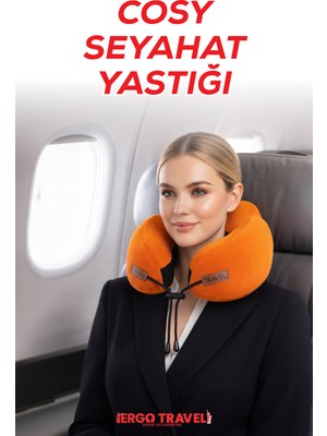 Cosy Ortopedik Seyahat Yastığı Visco Boyun Destekli Seyahat Yastığı - Turuncu | Ergo Travel
