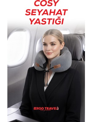 Cosy Ortopedik Seyahat Yastığı Visco Boyun Destekli Seyahat Yastığı - Gri | Ergo Travel