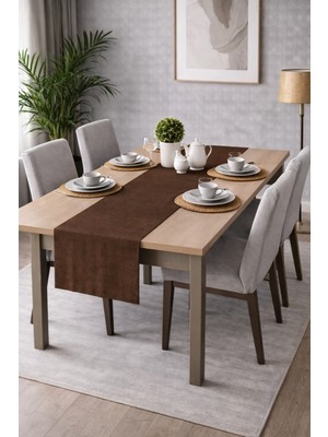 PerdeYap Kadife Dokulu Açık Kahverengi Runner – Günlük Kullanıma Uygun, Bakımı Kolay 40 x 140 cm