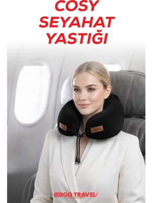 Cosy Ortopedik Seyahat Yastığı Visco Boyun Destekli Seyahat Yastığı - Siyah | Ergo Travel