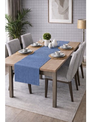 PerdeYap Kadife Dokulu Açık İndigo Renk Runner – Günlük Kullanıma Uygun, Bakımı Kolay 40 x 140 cm