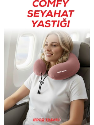 Comfy Ortopedik Seyahat Yastığı Visco Boyun Destekli Seyahat Yastığı - Somon | Ergo Travel