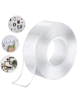 Soillium 2 Metre Çift Taraflı Nano Bant Teknolojili Süper Güçlü Band Extra Güçlü Duvar Çerçeve Taşıyıcı