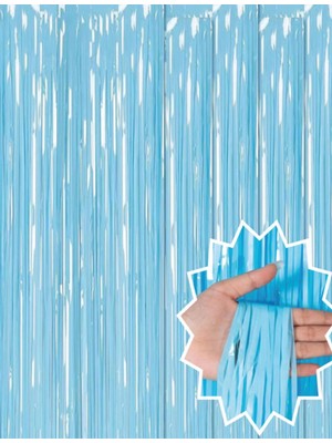 Magicool Soft Mavi Püsküllü Kapı Perdesi - Parti, Baby Shower, Sünnet Süsü, Cinsiyet Partisi 1x2 M