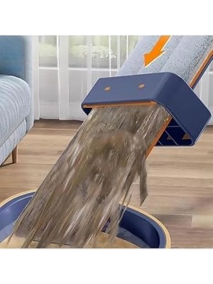 Skygo Yeniden Kullanılabilir Tekerlekli Kovalı Kendinden Sıkmalı Mikrofiber Islak ve Kuru Zemin Temizleme Mop Seti 1 Yedek Bezli