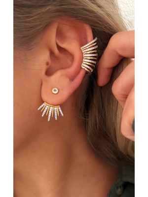 Çelik Delik Gerektirmez Çoklu Görünüm Araları Taşlı Ear Cuff Kıkırdak Küpe