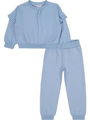 Civil Girls Kolu Fırfırlı 6-9 Yaş Eşofman Takımı - Mavi