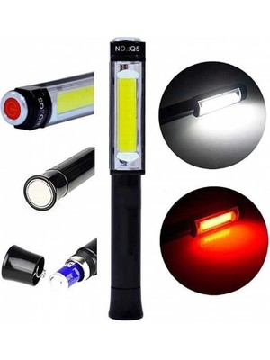 Magicool Ps-Q5 Pilli Mıknatıslı Cob LED Çalışma Tamir Kırmızı Işık El Feneri