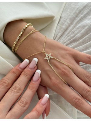 Çelik Vip Zirkon Taşlı Tek Yıldız Şahmeran