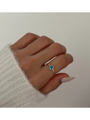 Minimal Nazar Boncuklu Ayarlanabilir Ince Yüzük