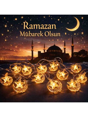 Ayyıldız Ramazan Led, 3 mt 16 Ayyıldızlı Dekorasyon LED Fişli LED