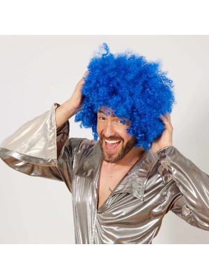 Magicool Mavi Renk Kıvırcık Afro Bonus Peruk