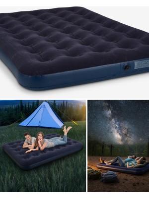 Adat Konforlu Çift Kişilik Şişme Yatak Flokeli Yüzey Dayanıklı Gövde