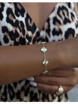 Çelik cm Marka Model Altın Renk Yoncalı A Kalite Çelik Bileklik