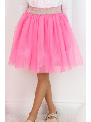 Breeze Kız Çocuk Tütü Etek Simli Beli Lastikli 5-10 Yaş, Pembe