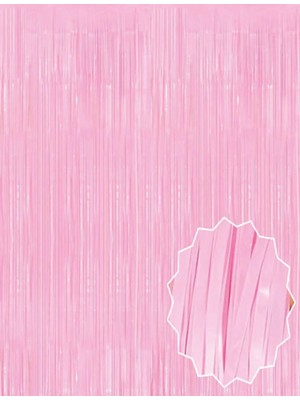 Magicool Soft Pembe Püsküllü Kapı Perdesi - Parti, Baby Shower, Cinsiyet Partisi 1x2 M