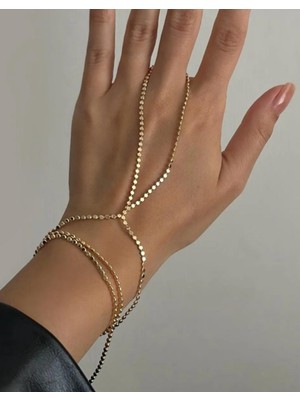 Çelik Ince Ezme Zincir Altın Renk Şahmeran