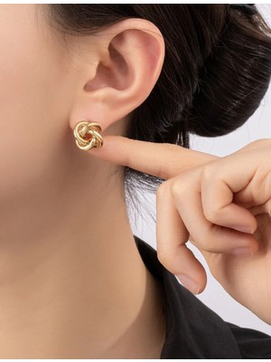 Ithal Örgü Model Düğüm Küpe Küçük Zarif Düğüm Küpe