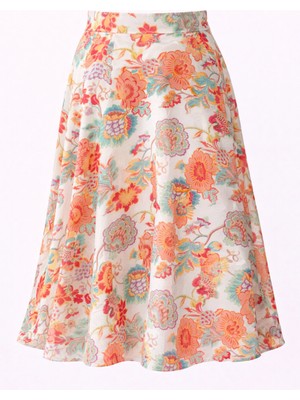 Retrobird Valerie Şifon Kloş Astarlı Uzun Etek Kadın Yavruağzı