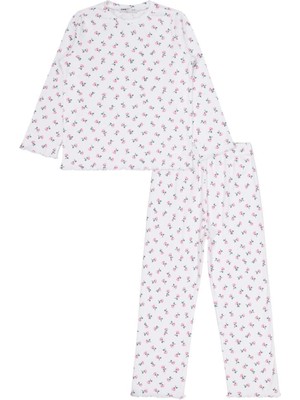 Civil Girls Çiçek Desenli 10-13 Yaş Pijama Takımı - Ekru