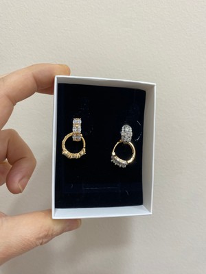 Hilar Aksesuar Taşlı Minimal Küpe 2 Çift Set