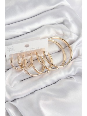 Vice Avm Pirinç Halka Model Gold Renk Kadın Set Küpe - TJ-BKP11055 TG-V 10087