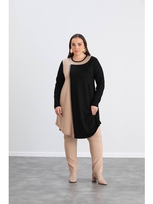 JOOQSTORE Siyah Vizon Geçişli Tunik