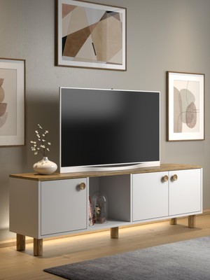 Wood'n Love Bohem Hira Ledli Tv Ünitesi - Konsol 3 Kapak 1 Bölme 160 cm Dolaplı ( 3 Renkli Ledli )